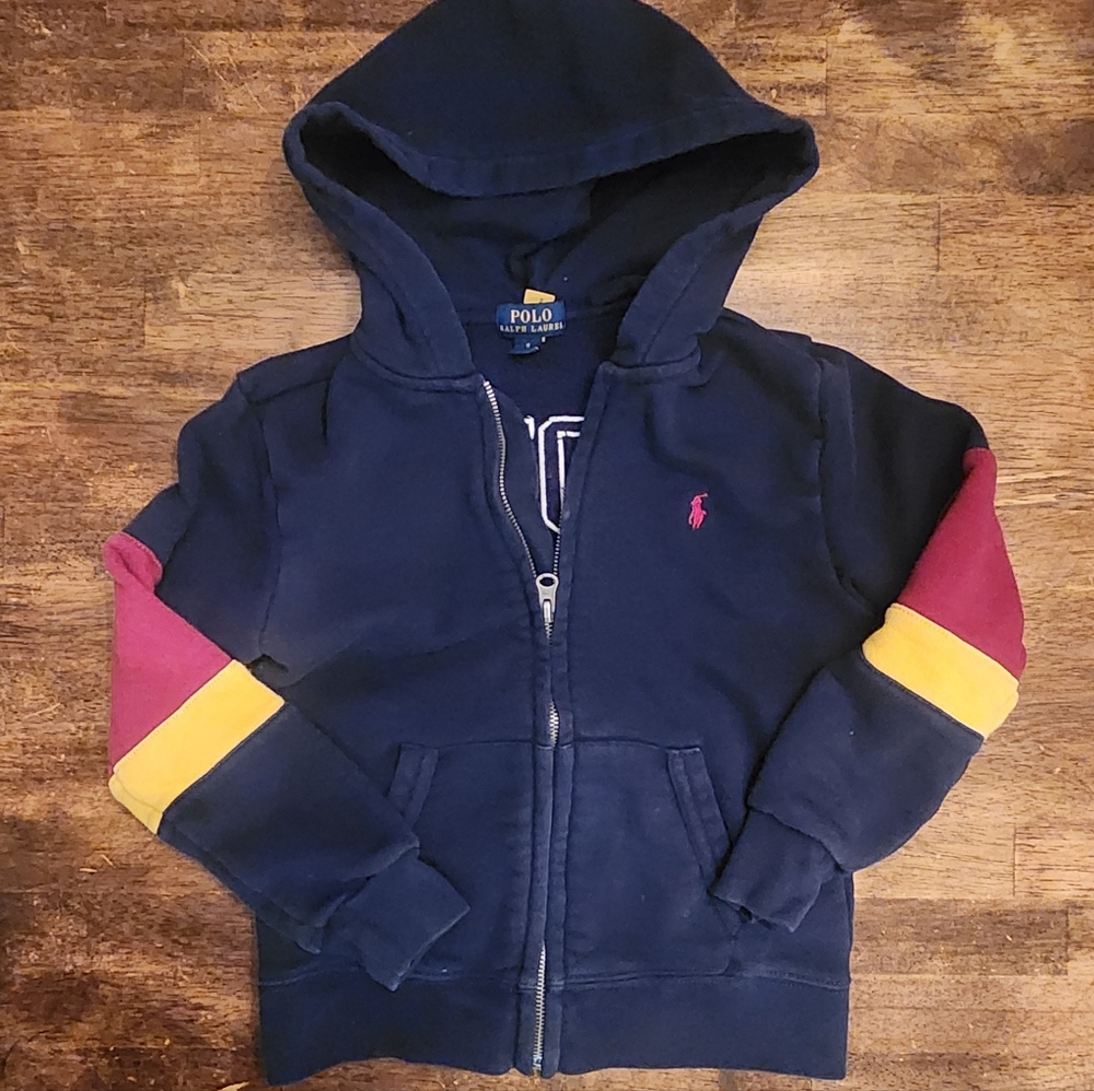 Polo Ralph Lauren Kids' Navy Jacket with Colorblock Sleeves Size 5
